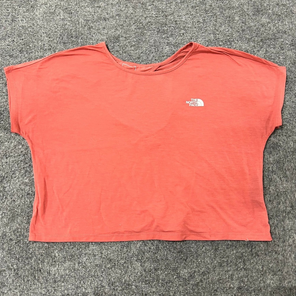 The North Face Shirt Womens Size M Coral Pink Open Back Boxy Activewear Tee